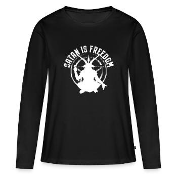 Proverbes du satanisme | Cadeaux d’horreur satanistes - T-shirt manches longues Premium bio Femme - noir - Devant - Julia (174cm)