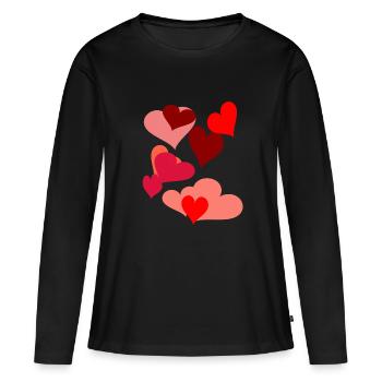 Symbol Herzen Herz Romantik Liebe herzlich - Frauen Premium Bio Langarmshirt - Schwarz - Vorne - Julia (174cm)