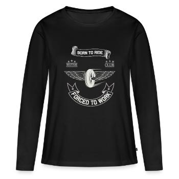 Born To Ride MC Wings Design - Frauen Premium Bio Langarmshirt - Schwarz - Vorne - Julia (174cm)