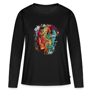 Double portraits - T-shirt manches longues Premium bio Femme - noir - Devant - Julia (174cm)