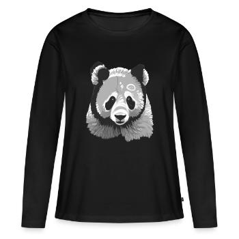 Bébé Panda Stylisé - T-shirt manches longues Premium bio Femme - noir - Devant - Julia (174cm)