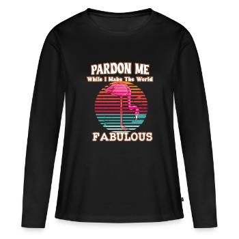 Fabuleux flamant rose - T-shirt manches longues Premium bio Femme - noir - Devant - Julia (174cm)
