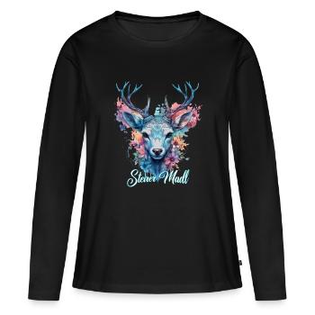 Fille de Styrie avec cerf Styria Design - T-shirt manches longues Premium bio Femme - noir - Devant - Julia (174cm)