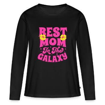BEST MOM IN THE GALAXY - Frauen Premium Bio Langarmshirt - Schwarz - Vorne - Julia (174cm)