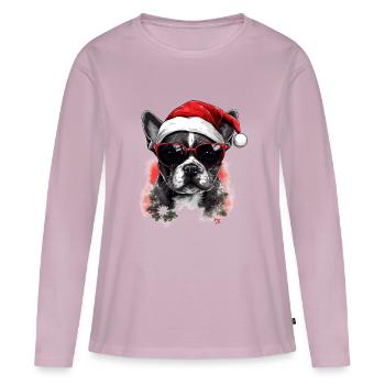 French Bulldog Christmas Dog in the Snow - Women's Premium Organic Long Sleeve Shirt - dusky pink - Front - Julia (174cm)