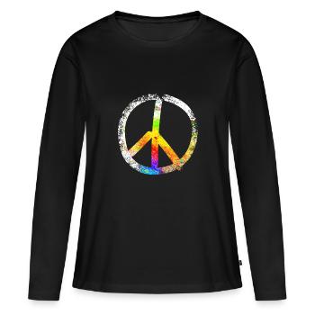 peace sign speckled 03 - Frauen Premium Bio Langarmshirt - Schwarz - Vorne - Julia (174cm)
