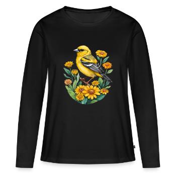 Pinson jaune - T-shirt manches longues Premium bio Femme - noir - Devant - Julia (174cm)