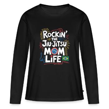 Stylischer Look für Jiu-Jitsu-Mamas - Frauen Premium Bio Langarmshirt - Schwarz - Vorne - Julia (174cm)