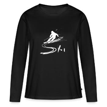 Ski Silhouette Art Ski Passionné Design - T-shirt manches longues Premium bio Femme - noir - Devant - Julia (174cm)