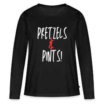 Bretzels et pintes Design amusant - T-shirt manches longues Premium bio Femme - noir - Devant - Julia (174cm)