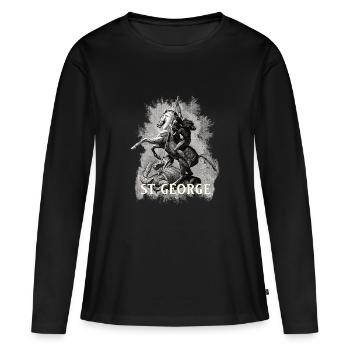 Heiliger Georg Drachentöter - Frauen Premium Bio Langarmshirt - Schwarz - Vorne - Julia (174cm)