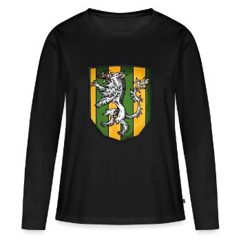 Wappen silber Wildschwein - Frauen Premium Bio Langarmshirt - Schwarz - Vorne - Julia (174cm)