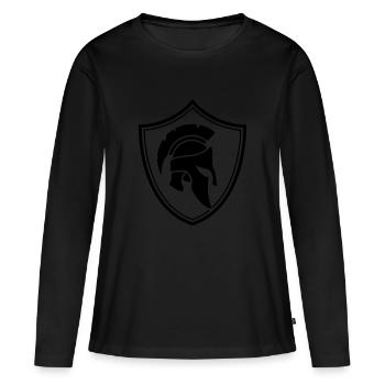 casque spartiate écusson spartiate - T-shirt manches longues Premium bio Femme - noir - Devant - Julia (174cm)