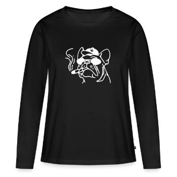 Fumer de l’herbe Cannabis 420 Bulldog - T-shirt manches longues Premium bio Femme - noir - Devant - Julia (174cm)