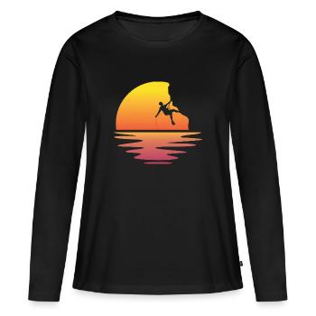 Felsklettern - Frauen Premium Bio Langarmshirt - Schwarz - Vorne - Julia (174cm)