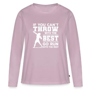 Lancer de poids - T-shirt manches longues Premium bio Femme - rose poudré - Devant - Julia (174cm)