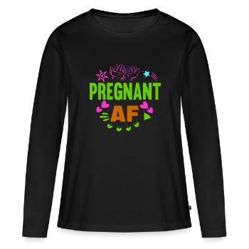 Mère Enceinte Bébé Nourrisson T-Shirt Maman - T-shirt manches longues Premium bio Femme - noir - Devant - Julia (174cm)