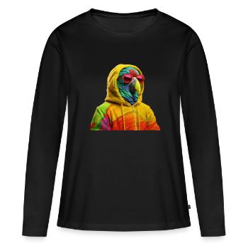Papagei mit Sonnenbrille Bunt Coole Papageien - Frauen Premium Bio Langarmshirt - Schwarz - Vorne - Julia (174cm)