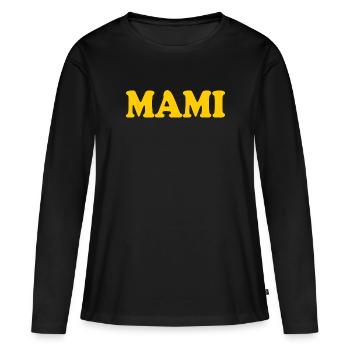 Mami - Frauen Premium Bio Langarmshirt - Schwarz - Vorne - Julia (174cm)