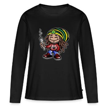 Dreadlock Smoker - Stoned man - High & Happy - Frauen Premium Bio Langarmshirt - Schwarz - Vorne - Julia (174cm)
