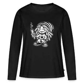 Dreadlock Smoker - Stoned man - High & Happy - Frauen Premium Bio Langarmshirt - Schwarz - Vorne - Julia (174cm)