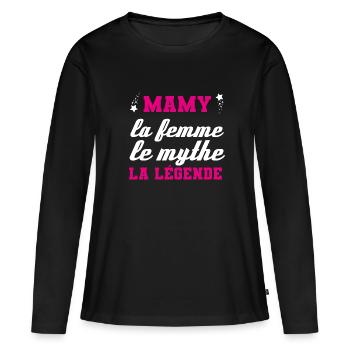 Mamy, die Frau, der Mythos, die Legende! - Frauen Premium Bio Langarmshirt - Schwarz - Vorne - Julia (174cm)