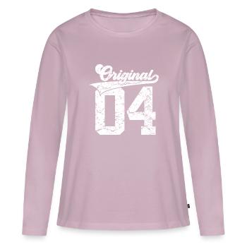 ORIGINAL 04 MILLÉSIME 2004 22E ANNIVERSAIRE - T-shirt manches longues Premium bio Femme - rose poudré - Devant - Julia (174cm)