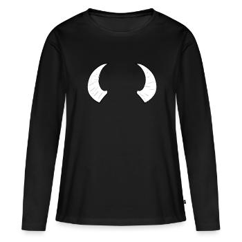 deux cornes cornes corne taureau bélier symbole - T-shirt manches longues Premium bio Femme - noir - Devant - Julia (174cm)