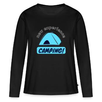 Nouvelle expérience - Camping! - T-shirt manches longues Premium bio Femme - noir - Devant - Julia (174cm)