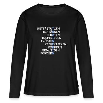 Beste Trainerin - unterstützt und inspiriert - Frauen Premium Bio Langarmshirt - Schwarz - Vorne - Julia (174cm)