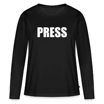 Press - T-shirt manches longues Premium bio Femme - noir - Devant - Julia (174cm)