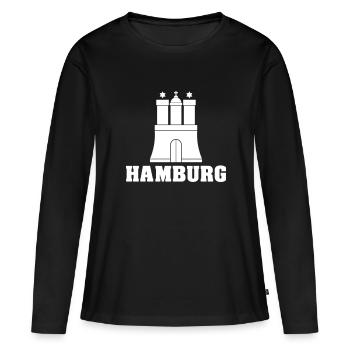 Hambourg - T-shirt manches longues Premium bio Femme - noir - Devant - Julia (174cm)