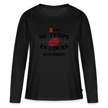 mi temps rugby cadeau homme humour - T-shirt manches longues Premium bio Femme - noir - Devant - Julia (174cm)