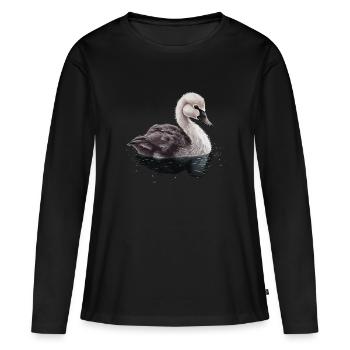 Bébé cygne Oiseau Poussin - T-shirt manches longues Premium bio Femme - noir - Devant - Julia (174cm)