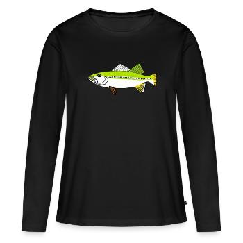 Truite - T-shirt manches longues Premium bio Femme - noir - Devant - Julia (174cm)