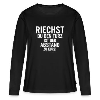 Riechst du den furz ist der Abstand zu kurz! - Frauen Premium Bio Langarmshirt - Schwarz - Vorne - Julia (174cm)