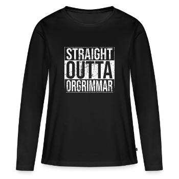 Straight Outta Orgrimmar WoW Horde Gamer Vintage - T-shirt manches longues Premium bio Femme - noir - Devant - Julia (174cm)