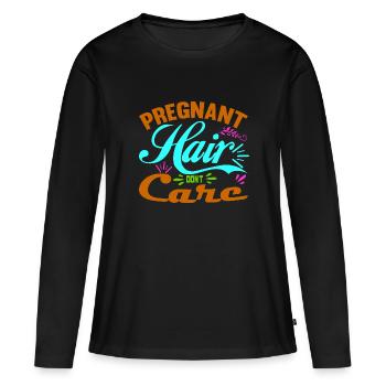 Mère Enceinte Bébé Nourrisson T-shirt Maman - T-shirt manches longues Premium bio Femme - noir - Devant - Julia (174cm)