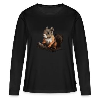 Écureuils Écureuils forestiers Écureuils Écureuils - T-shirt manches longues Premium bio Femme - noir - Devant - Julia (174cm)