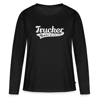 Truckerin LKW Truck Fahrerin Trucker Babe Shirt - Frauen Premium Bio Langarmshirt - Schwarz - Vorne - Julia (174cm)