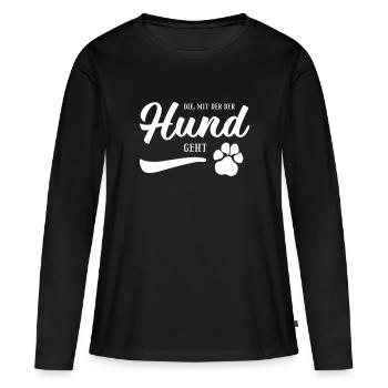 Die, mit der der Hund geht - Hundepfote - Frauen Premium Bio Langarmshirt - Schwarz - Vorne - Julia (174cm)
