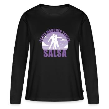 Echte Mädchen tanzen Salsa! Tänzerin Geschenk - Frauen Premium Bio Langarmshirt - Schwarz - Vorne - Julia (174cm)