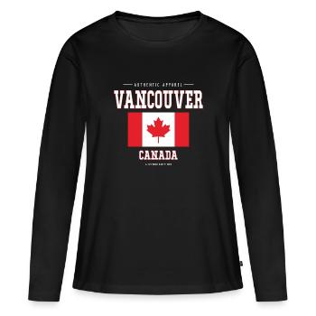 Vancouver - T-shirt manches longues Premium bio Femme - noir - Devant - Julia (174cm)