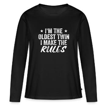 I'm The Oldest Twin Funny Twin Tees - T-shirt manches longues Premium bio Femme - noir - Devant - Julia (174cm)
