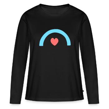 Coeur Arc Forme Symbole Formes Rouge Bleu - T-shirt manches longues Premium bio Femme - noir - Devant - Julia (174cm)