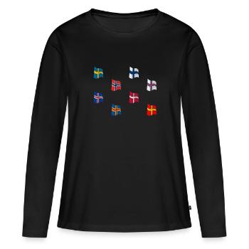 Drapeaux Scandinaves - T-shirt manches longues Premium bio Femme - noir - Devant - Julia (174cm)
