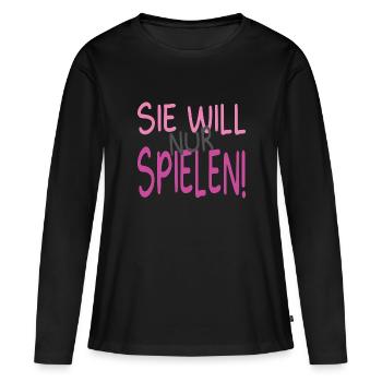 Hunde Spruch - Frauen Premium Bio Langarmshirt - Schwarz - Vorne - Julia (174cm)