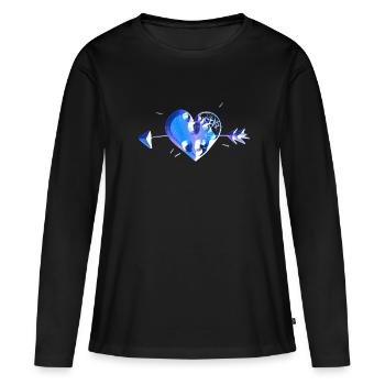 herz blau pfeil narben - Frauen Premium Bio Langarmshirt - Schwarz - Vorne - Julia (174cm)