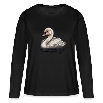 Bébé cygne Oiseau Poussin - T-shirt manches longues Premium bio Femme - noir - Devant - Julia (174cm)