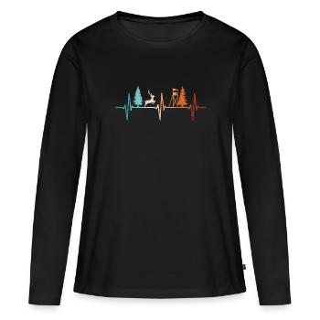 Jagd Herzschlag Jäger Förster Jagdschein Rotwild - Frauen Premium Bio Langarmshirt - Schwarz - Vorne - Julia (174cm)